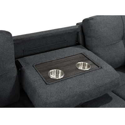 Sofá-cama reversível em forma de L com cama e armazenamento, tecido cinza neutro