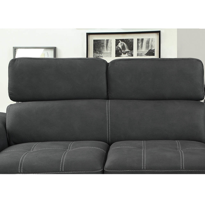 Sofá de cama seccional em forma de L, com cama desmontável e apoios de cabeça ajustáveis e cadeira de armazenamento, tecido de nubuck de grafite