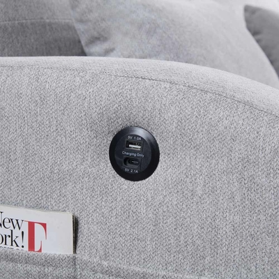 Cama de sofá de cama convertível de tamanho queen, cama confortável com encosto ajustável e porta de carregamento USB e suporte de copo, cama de sofá Futon, tecido cinza