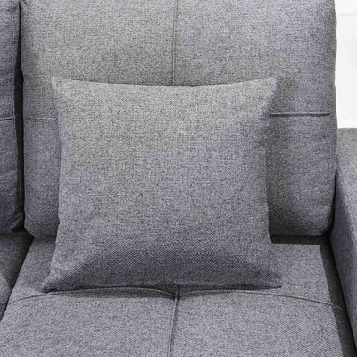 Sofá-cama reversível seccional em forma de L com cama e armazenamento, tecido cinzento
