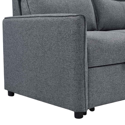 Sofá-cama reversível em forma de L com cama e armazenamento, tecido cinza neutro