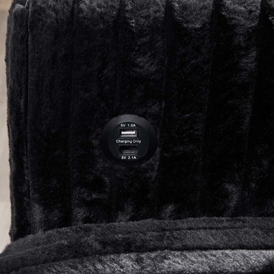 Sofá de cama seccional em forma de U com cama extraível e armazenamento Chaise Lounge e porta de carregamento USB, tecido de corduroy preto