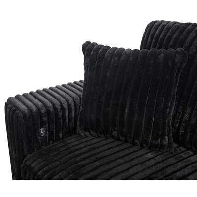 Sofá de cama seccional em forma de U com cama extraível e armazenamento Chaise Lounge e porta de carregamento USB, tecido de corduroy preto