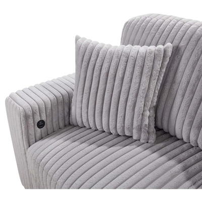 Sofá de cama seccional em forma de U com cama extraível e armazenamento Chaise Lounge e porta de carregamento USB, tecido de corduroy cinza