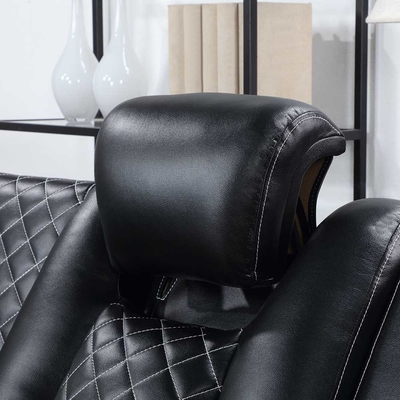 Sofá de esquina Power Recliner com 2 assentos Power Recliner e 2 apoios de cabeça Power e caixa de armazenamento e braços de armazenamento e luz LED, Leatherette respirável preto
