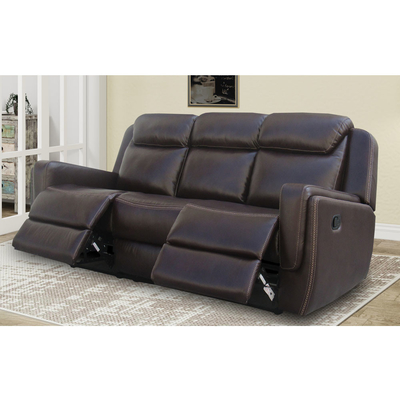 Sofá reclinável com mesa e caixa de armazenamento, leatherette respirável marrom