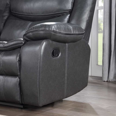 Sofá reclinável de canto com caixa de armazenamento, Leatherette cinza respirável