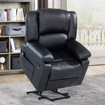 Cadeira reclinável Power Lift com função de massagem ajustável e sistema de aquecimento, black faux leatherette