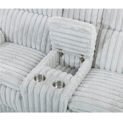 Sofá Power Recliner com assentos Power Recliner e caixa de armazenamento, tecido Corduroy cinza