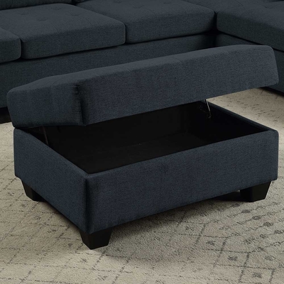 Sofá seccional em forma de L com mesa e cadeira reversível e armazenamento