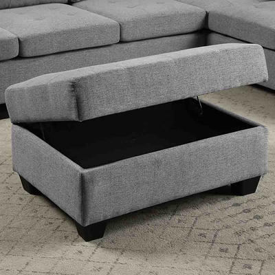 Sofá seccional em forma de L com mesa e cadeira reversíveis e armazenamento