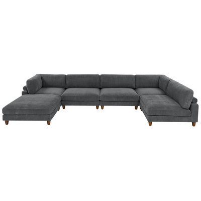 Sofá modular seccional, tecido de corduroi cinza escuro