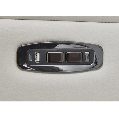 Sofá de esquina Power Recliner com 2 assentos Power Recliner e caixa de armazenamento e alto-falante de áudio Bluetooth e luz LED, couro respirável bege
