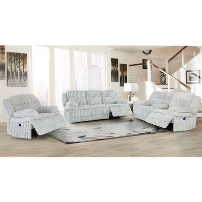 Sofá Power Recliner com assentos Power Recliner e caixa de armazenamento, tecido Corduroy cinza