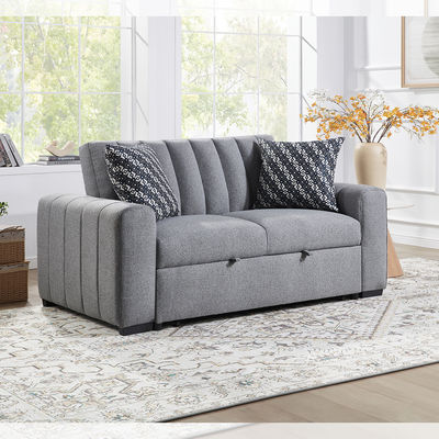 Sofá-cama conversível de tamanho normal, cama extensível confortável com encosto ajustável, sofá futon, tecido cinza