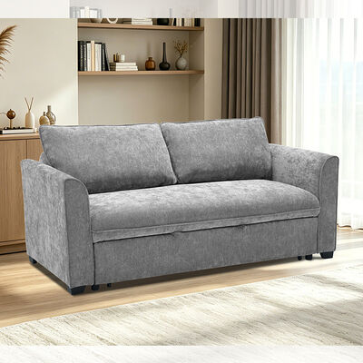 Sofá-cama conversível Queen Size, Cama pull-out confortável com encosto ajustável, Sofá-cama futon, Tecido cinza