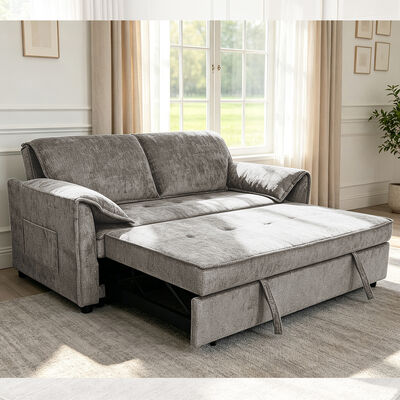 Sofá-cama Futon, Sofá-cama Dobrável, Cama Desdobrável Confortável com Encosto Ajustável, Tecido Cinza